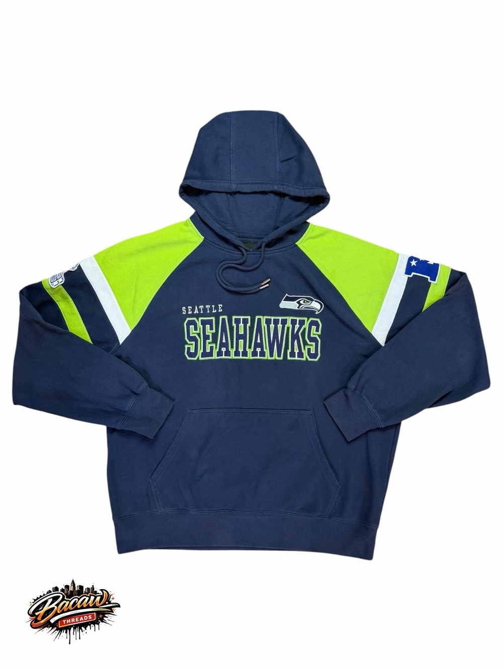 Seattle Seahawks NFL Pullover‎ Hoodie Sweatshirt Men's XL Blue Green White